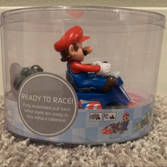 Super Mario Kart Mario Pull Back Racer PVC Plastic Figure Collectible Car Toy 5" - Picture 3 of 3